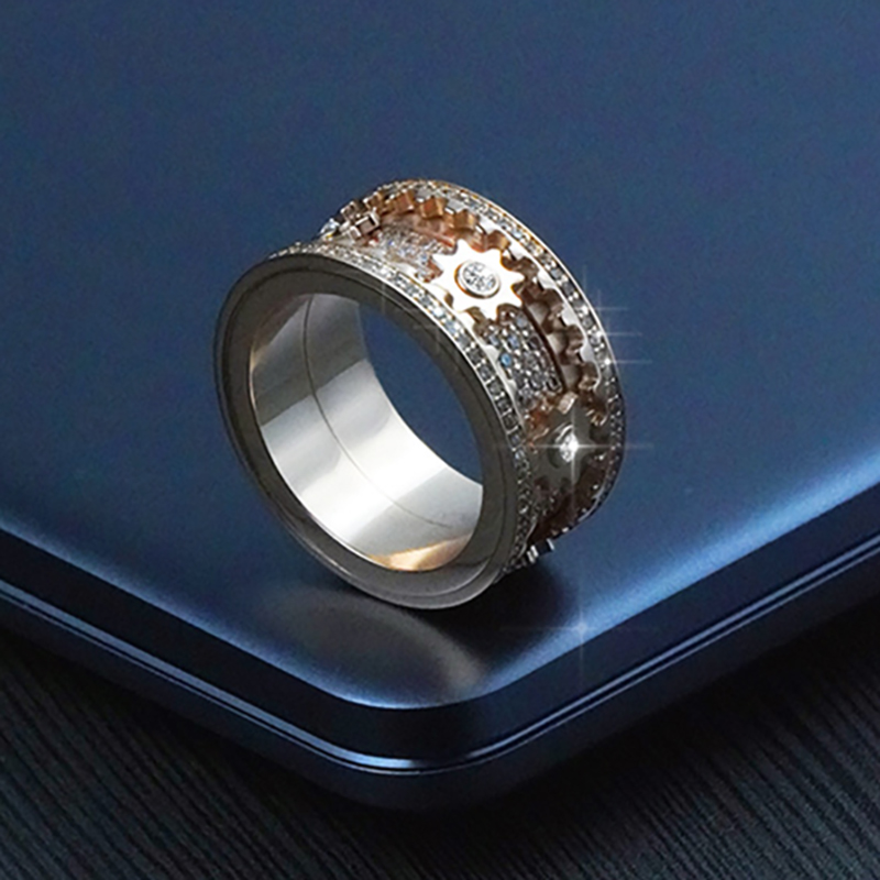 Iced Out Out Rotating Gear Ring Gold With Street Luxury Shine - Image 7