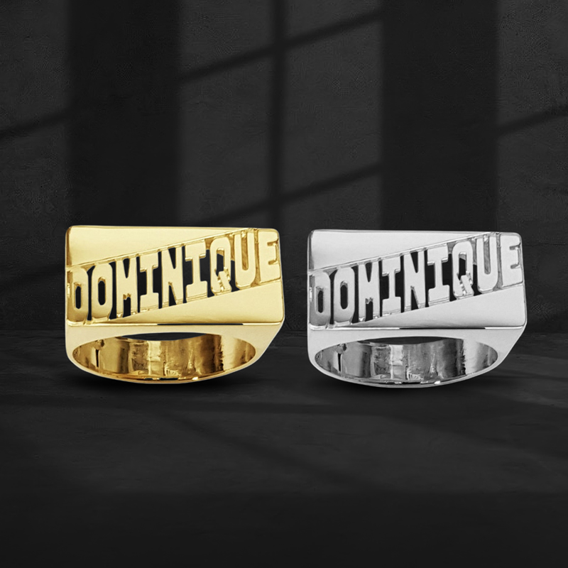 Rectangular Custom Name Ring Bold Statement Style With Street Luxury - Image 4