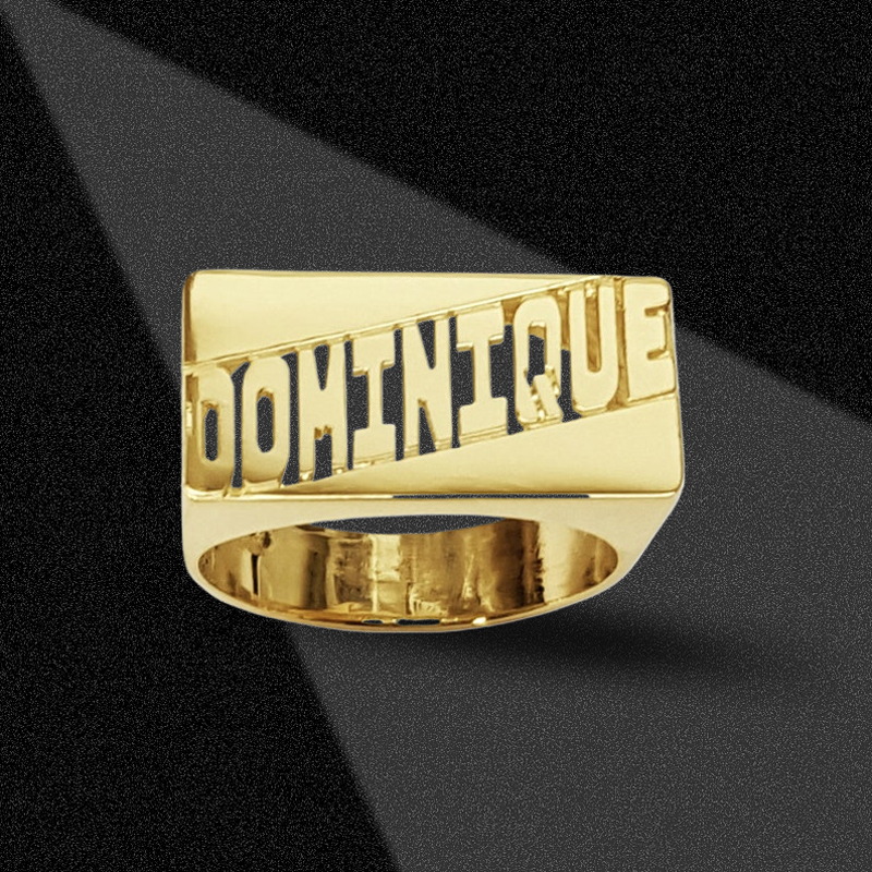 Rectangular Custom Name Ring Bold Statement Style With Street Luxury