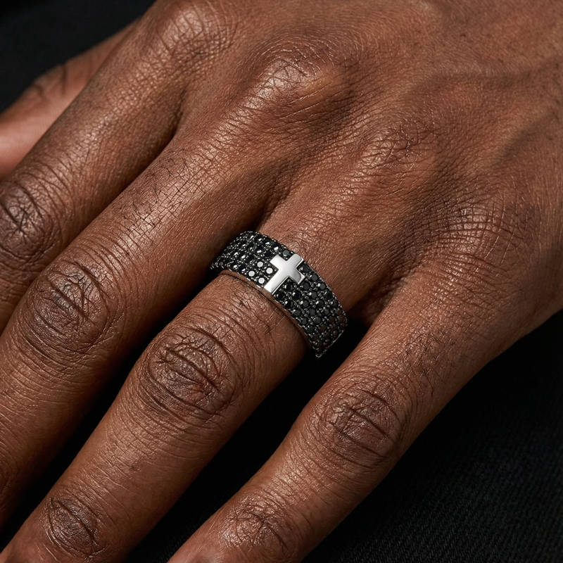 3.1 Ctw Black Diamond Cross Ring Iced Out Shine With Street Luxury - Image 3