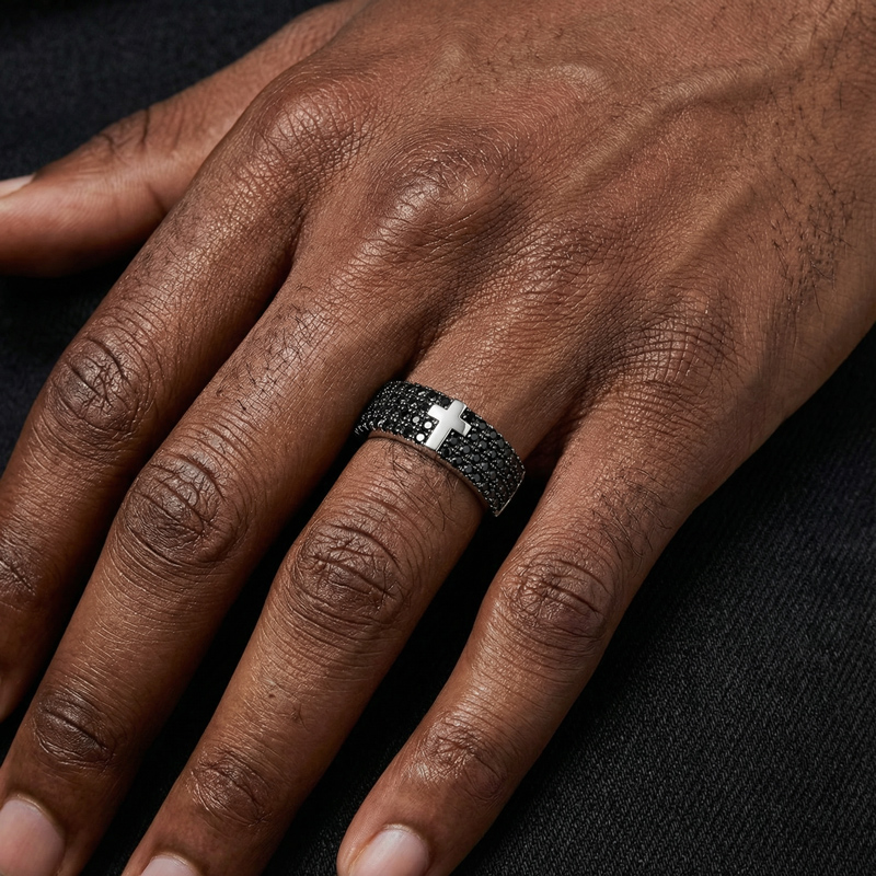 3.1 Ctw Black Diamond Cross Ring Iced Out Shine With Street Luxury - Image 4