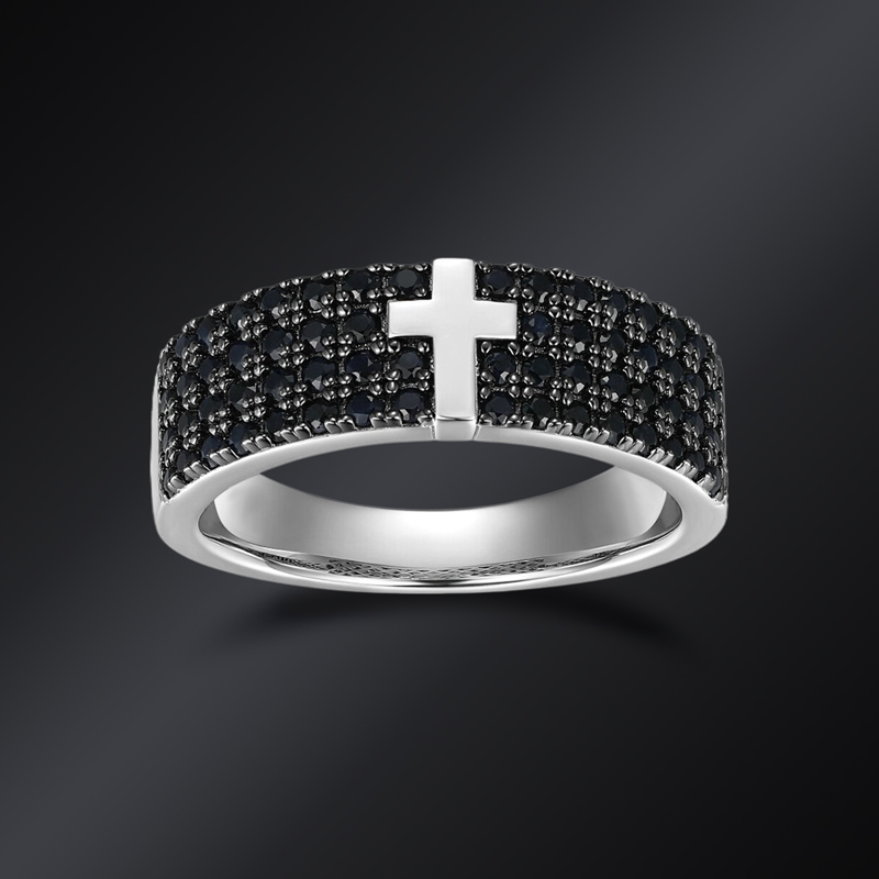3.1 Ctw Black Diamond Cross Ring Iced Out Shine With Street Luxury