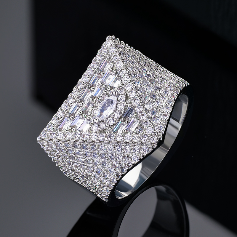 Iced Out Out Triangle Pyramid Eye Of Horus Marquise & Baguette Cut Ring In - Image 6