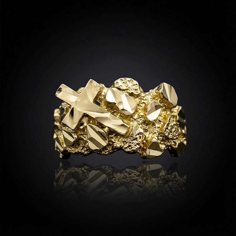 Cross Nugget Ring In Gold Gold With Bold Statement Appeal - Image 5