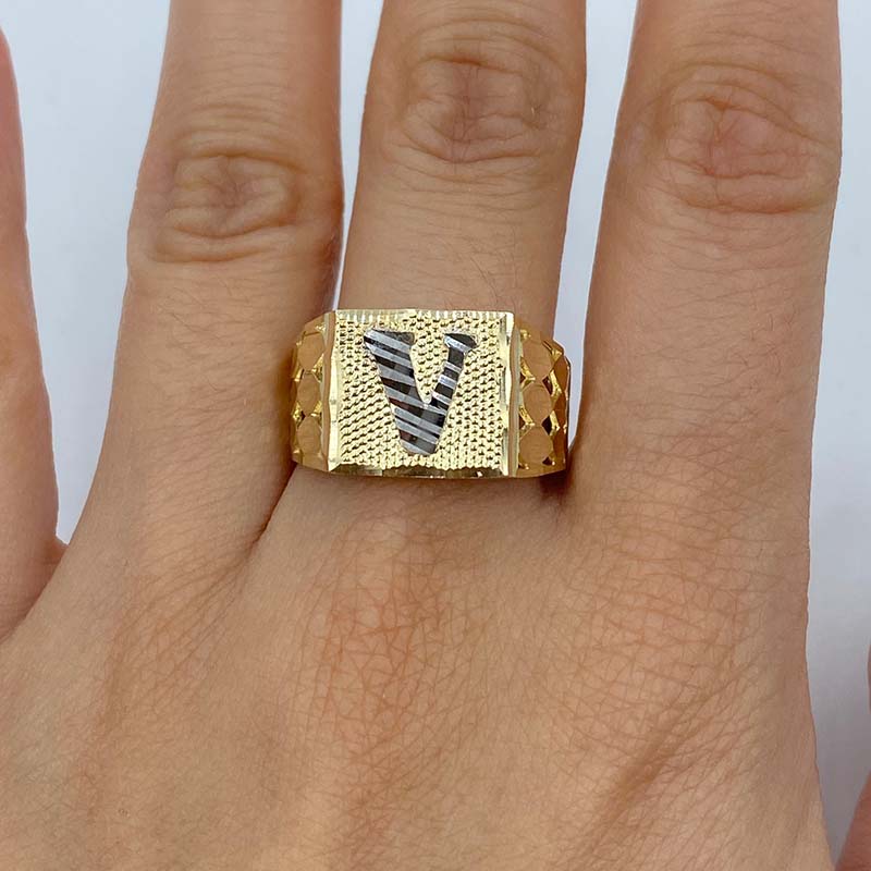 A-z Initial Letter Nugget Ring In Gold Made For Street Luxury Energy - Image 5