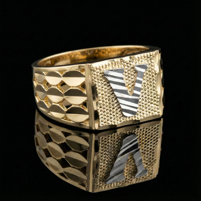 A-z Initial Letter Nugget Ring In Gold Made For Street Luxury Energy - Image 6