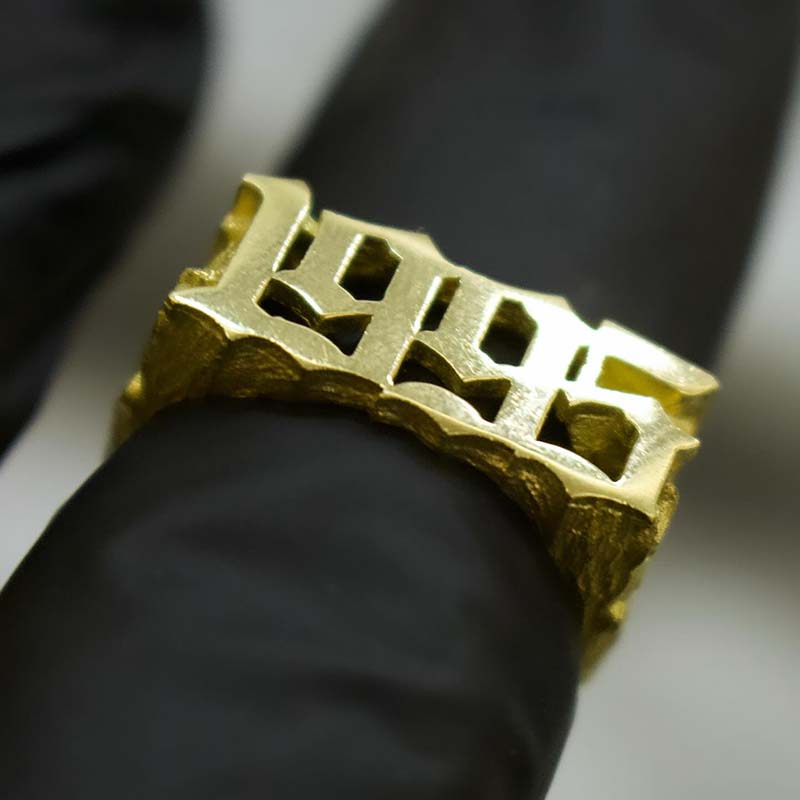 Custom Memorial Year/numbers Nugget Ring Gold With Street Luxury Shine - Image 3