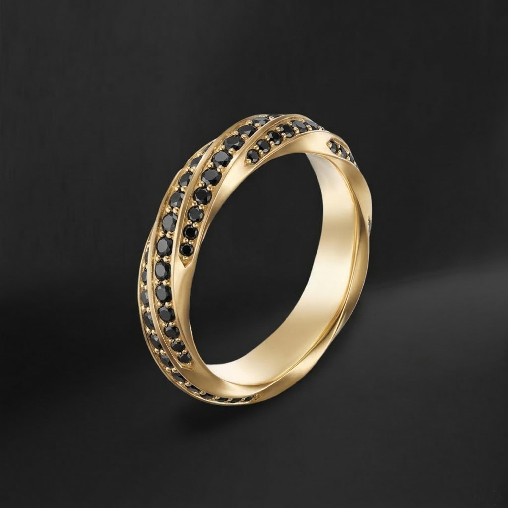 3.26 Ctw Black/white Diamond Men's Cable Edge Band Ring Moissanite - Image 3