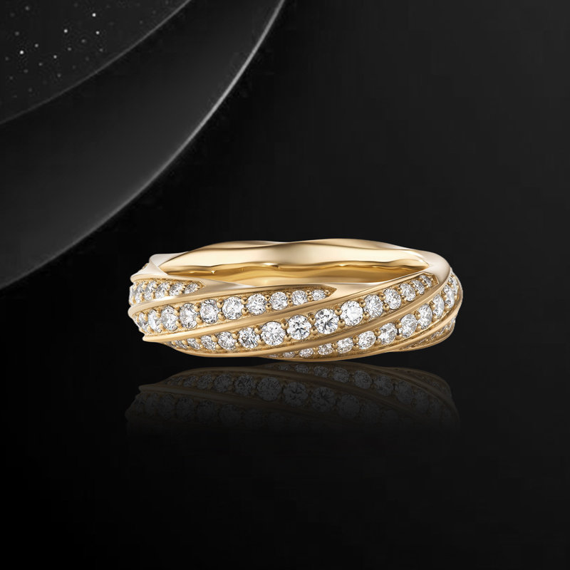 3.26 Ctw Black/white Diamond Men's Cable Edge Band Ring Moissanite
