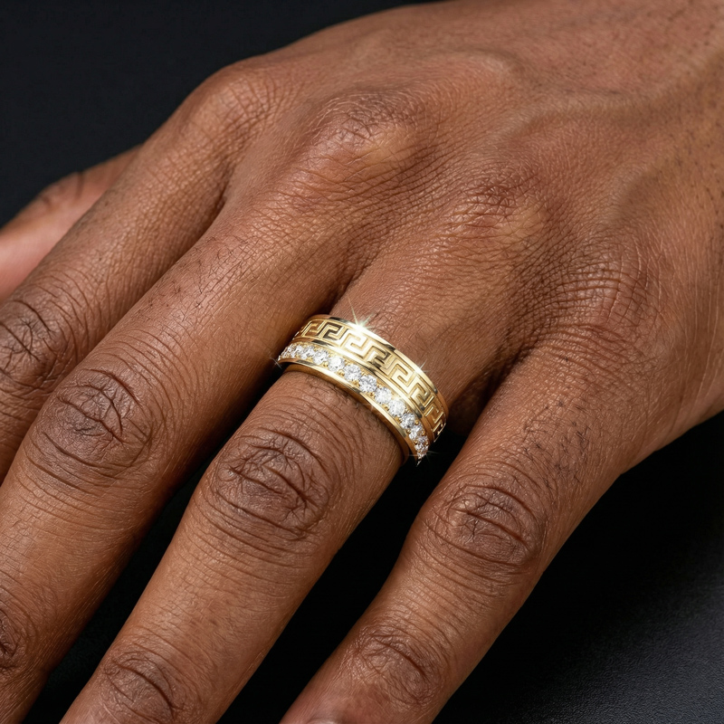 Iced Out Meander Band Ring Moissanite With Street Luxury Shine - Image 4