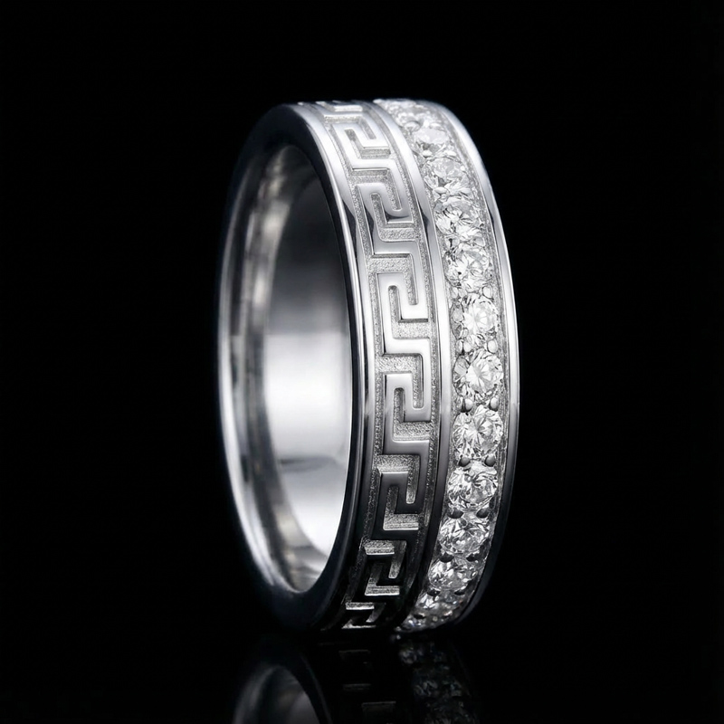 Iced Out Meander Band Ring Moissanite With Street Luxury Shine - Image 7