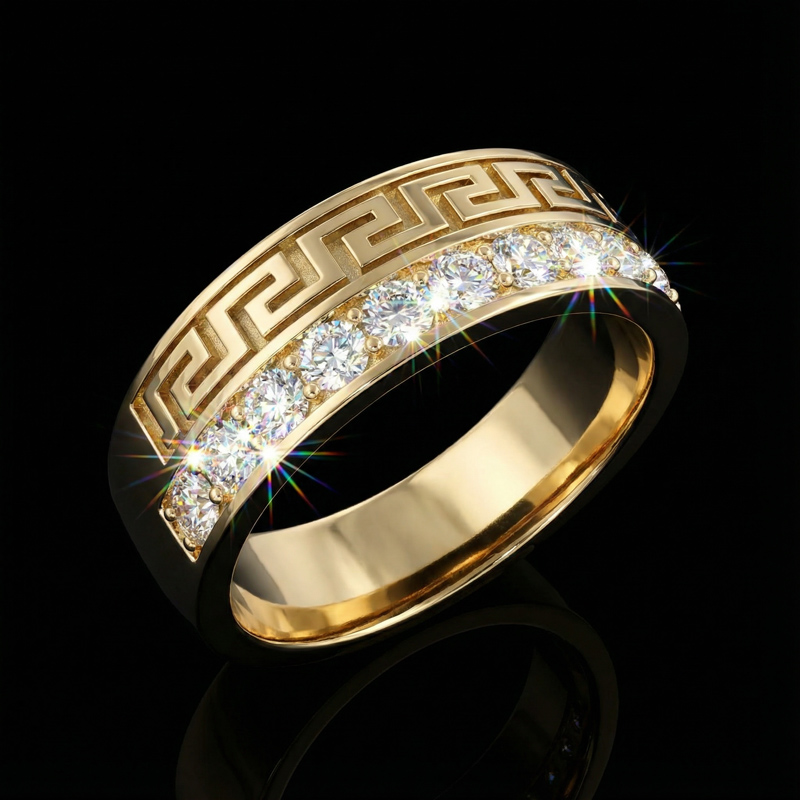 Iced Out Meander Band Ring Moissanite With Street Luxury Shine
