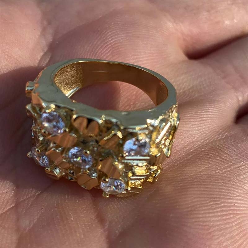 Iced Out Nugget Ring In Gold Made For Street Luxury Energy - Image 3