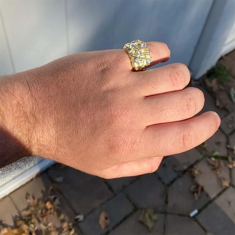 Iced Out Nugget Ring In Gold Made For Street Luxury Energy - Image 5