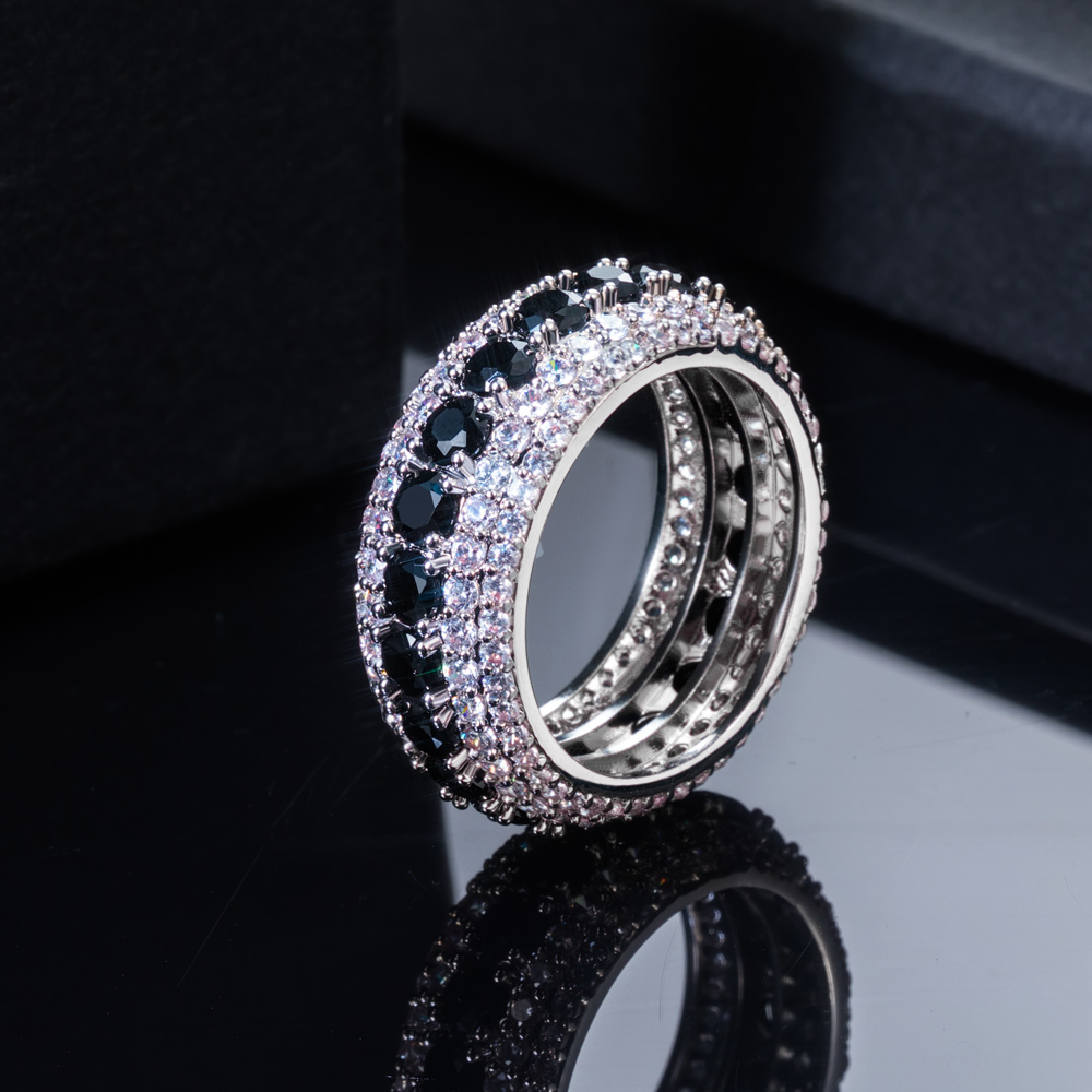 Iced Out Black & White Stones Ring For Men Gold With Street Luxury Shine - Image 5