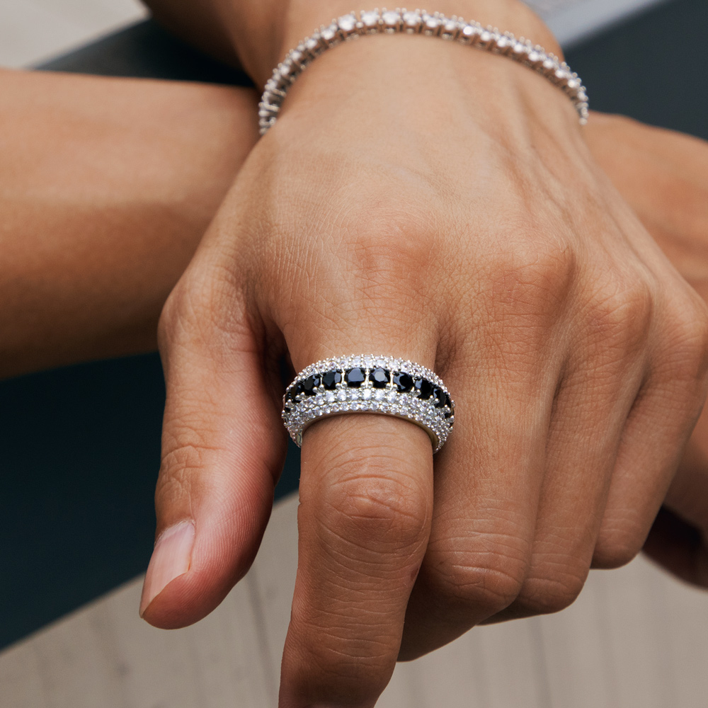 Iced Out Black & White Stones Ring For Men Gold With Street Luxury Shine - Image 6