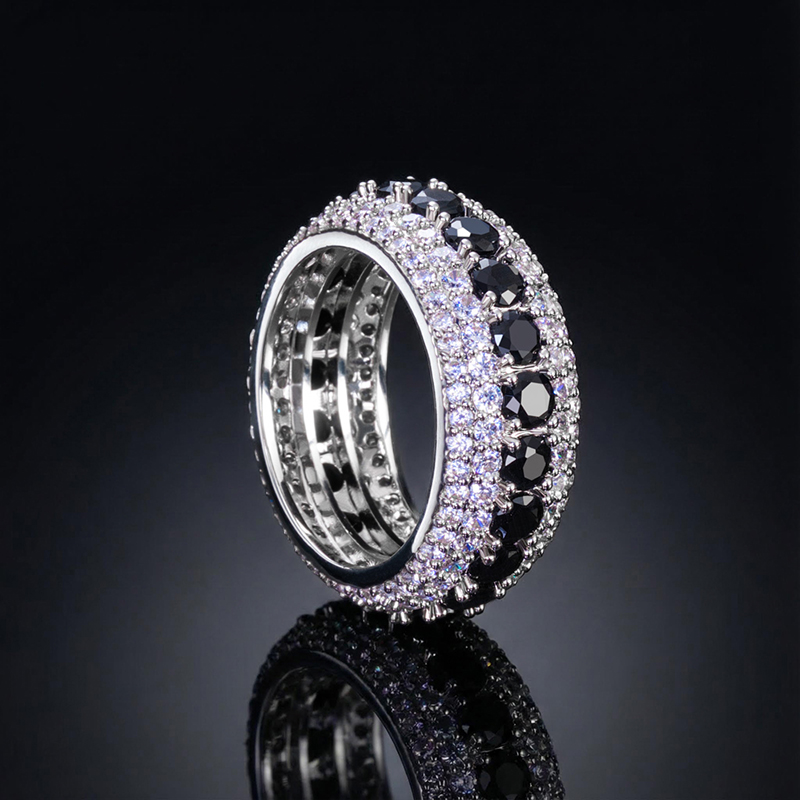 Iced Out Black & White Stones Ring For Men Gold With Street Luxury Shine - Image 7