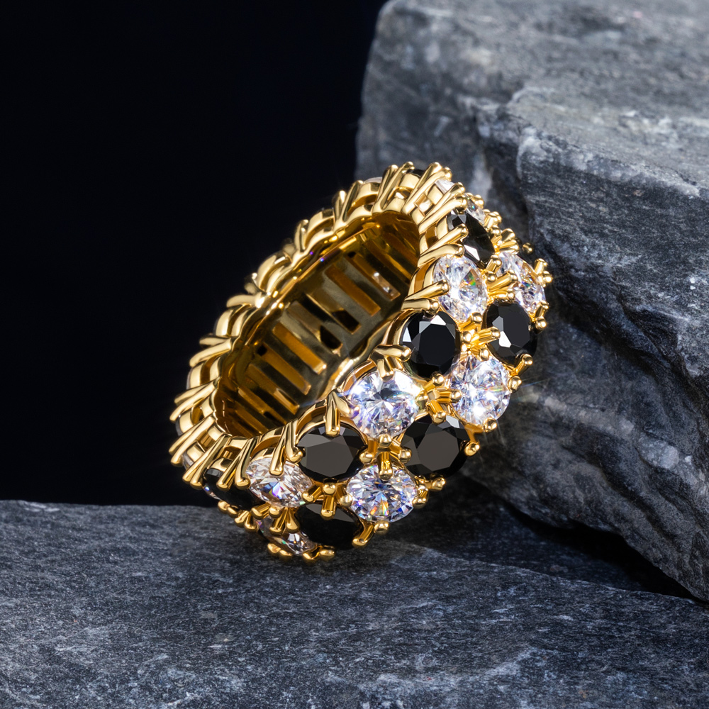 Iced Out Out Band Ring In Gold Gold Shine With Street Luxury - Image 3