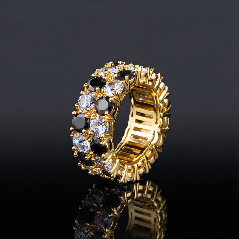 Iced Out Out Band Ring In Gold Gold Shine With Street Luxury
