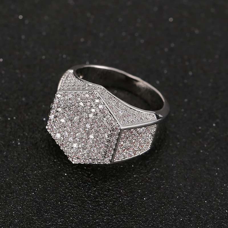 Iced Out Out Hexagon Ring For Men Gold With Street Luxury Shine