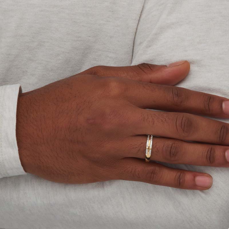 our Father Who Art In Heaven White Diamond Cross Band Ring Moissanite - Image 3