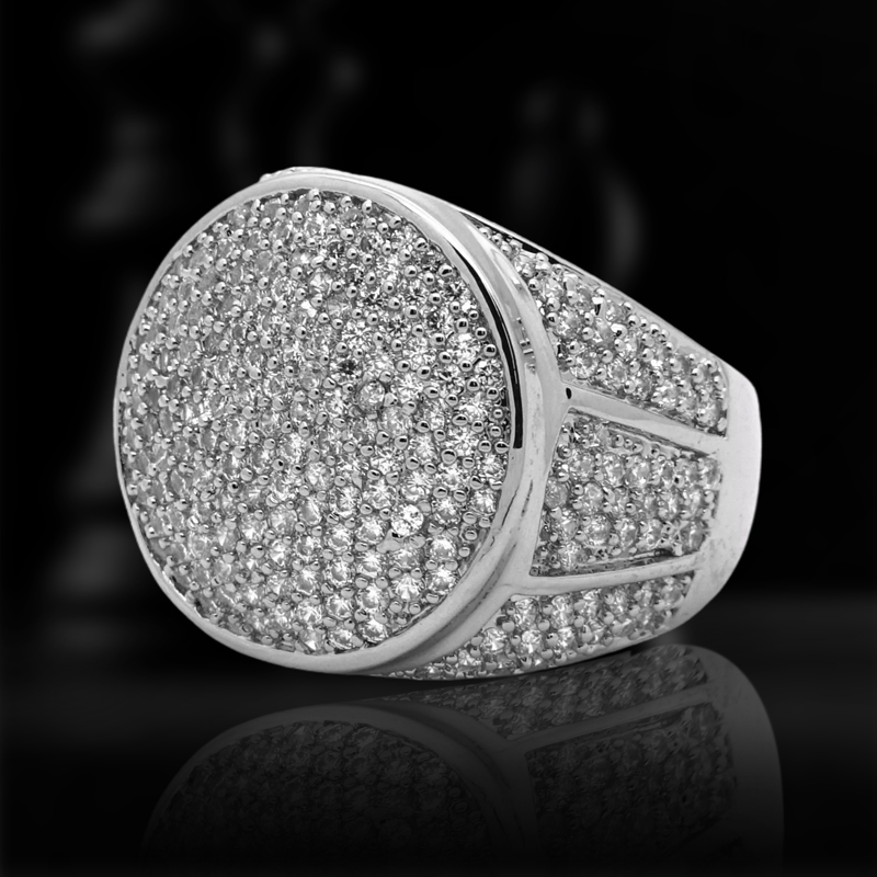 Iced Out Round Side Ring Moissanite With Street Luxury Shine