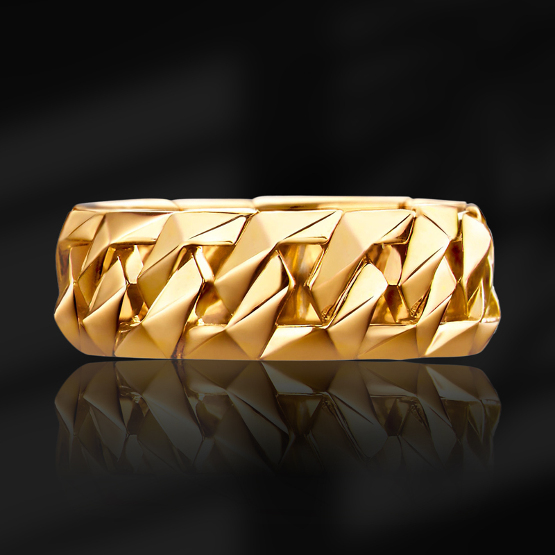 Cuban Link Ring In Gold Gold With Bold Statement Appeal