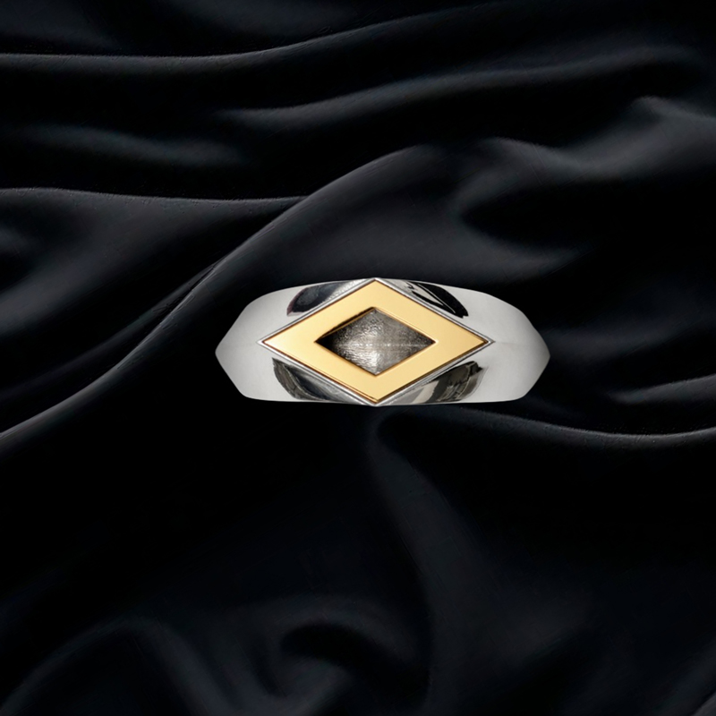 Geometric Rhombus Shape Pattern Ring Gold With Street Luxury Shine