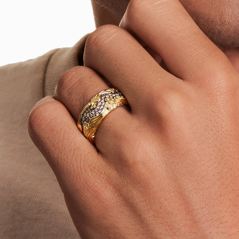 2.6ctw Champagne Diamond Men's Wave Band Ring With Iced Out Shine - Image 3