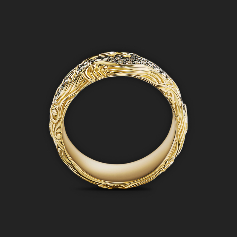 2.6ctw Champagne Diamond Men's Wave Band Ring With Iced Out Shine - Image 4