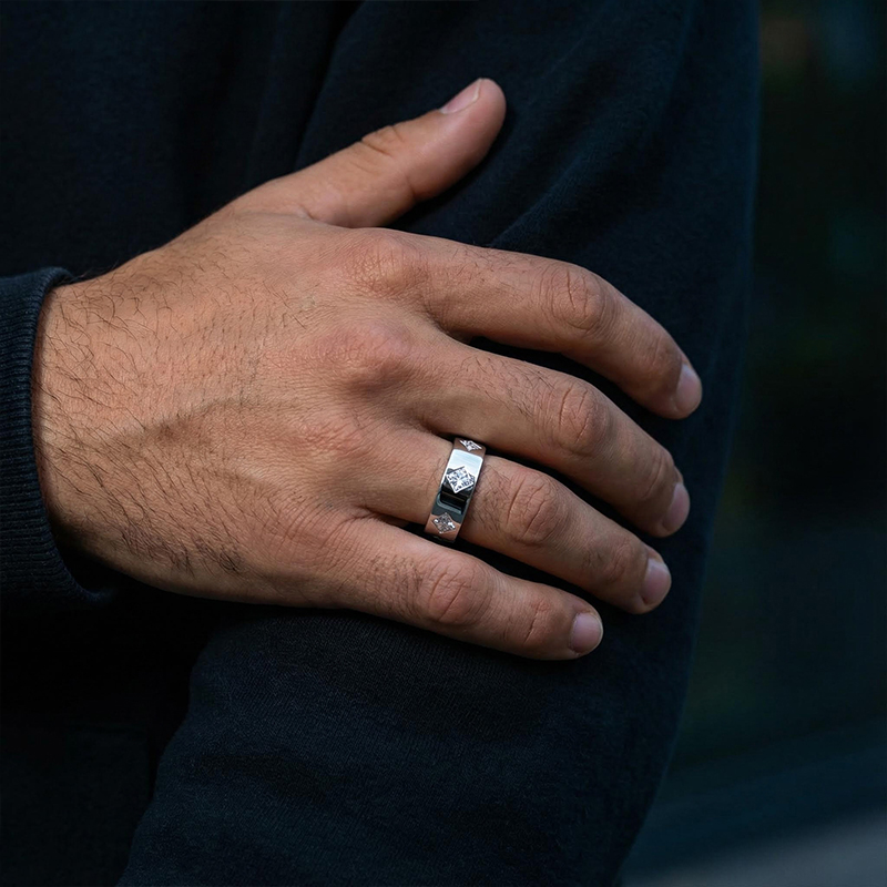 1.92 Ctw White Diamond Wedding Band Ring For Men With Iced Out Shine - Image 5