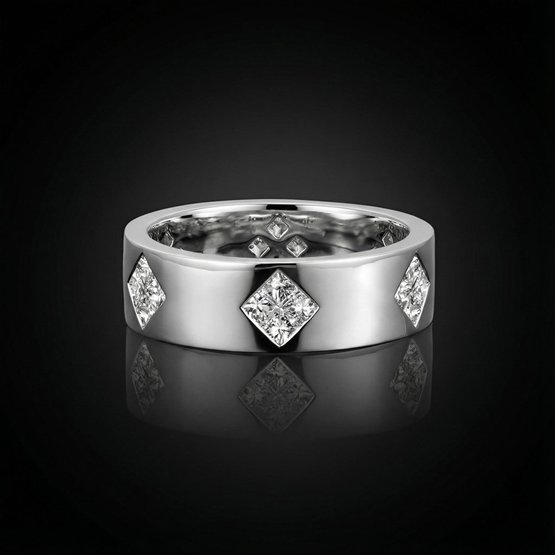 1.92 Ctw White Diamond Wedding Band Ring For Men With Iced Out Shine