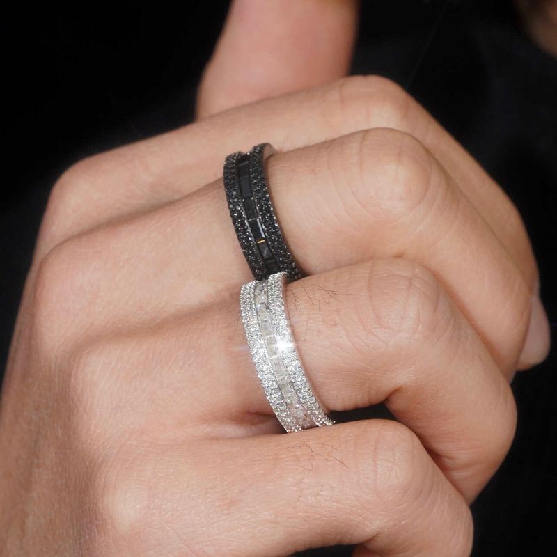 Iced Out Baguette & Round Cut Ring Gold With Street Luxury Shine