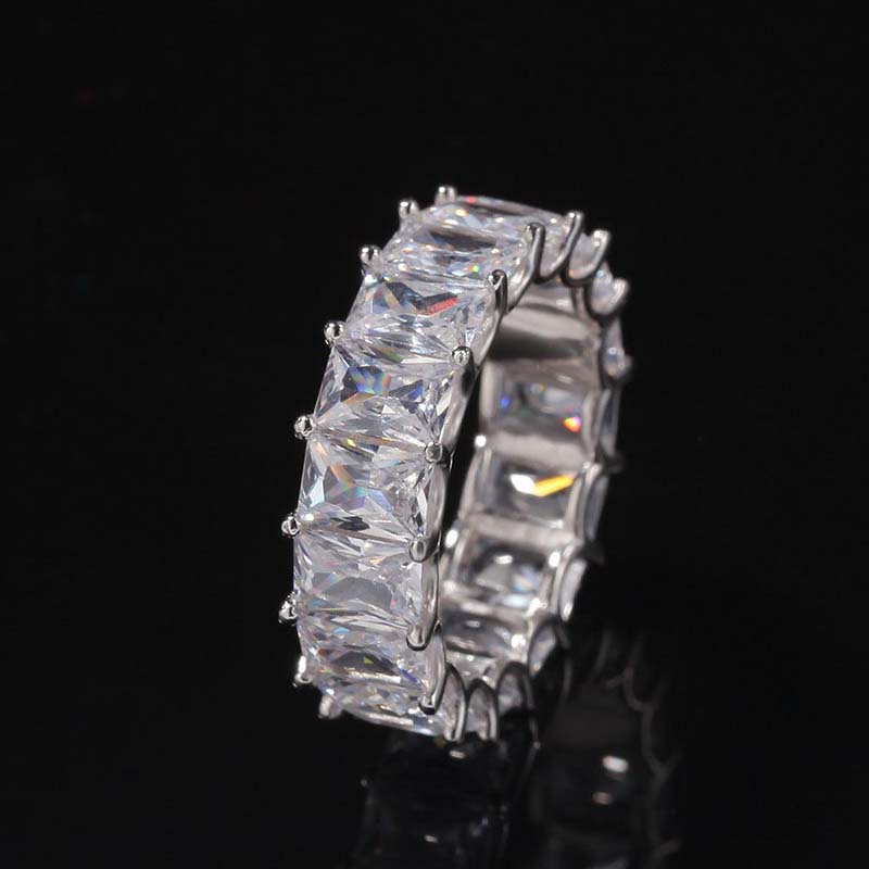 Iced Out Out Princess Cut Band Ring Gold With Street Luxury Shine - Image 3