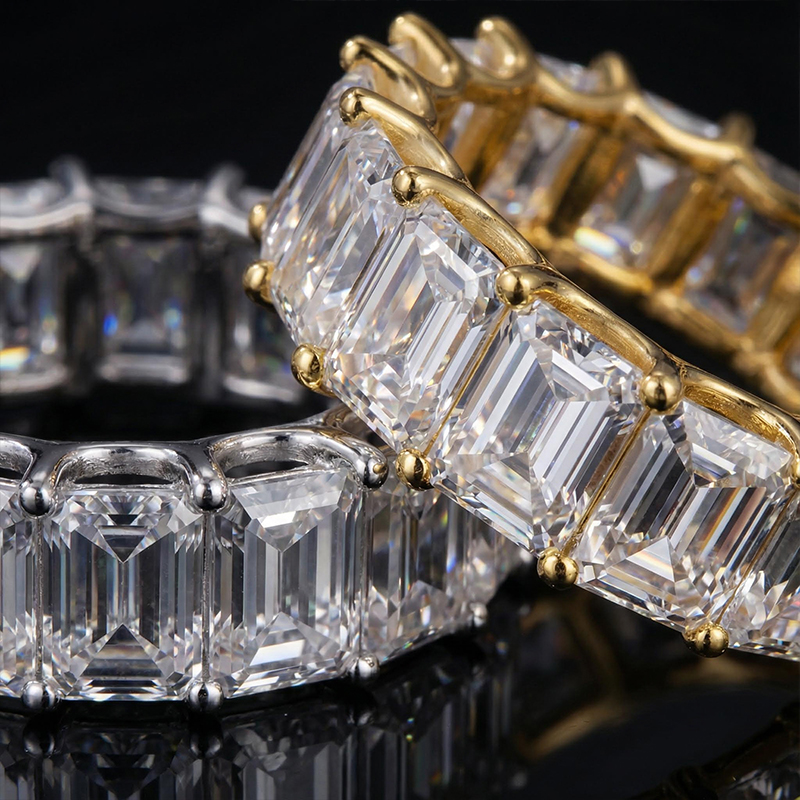 Iced Out Out Princess Cut Band Ring Gold With Street Luxury Shine - Image 5
