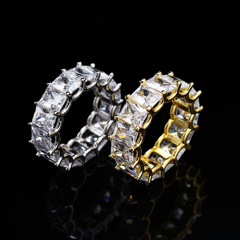 Iced Out Out Princess Cut Band Ring Gold With Street Luxury Shine - Image 8