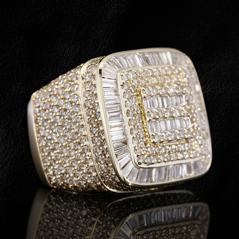 Iced Out Baguette Cut Square Rings Gold With Street Luxury Shine - Image 4
