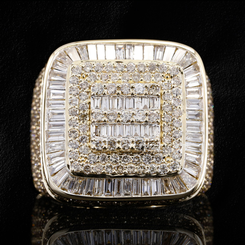 Iced Out Baguette Cut Square Rings Gold With Street Luxury Shine
