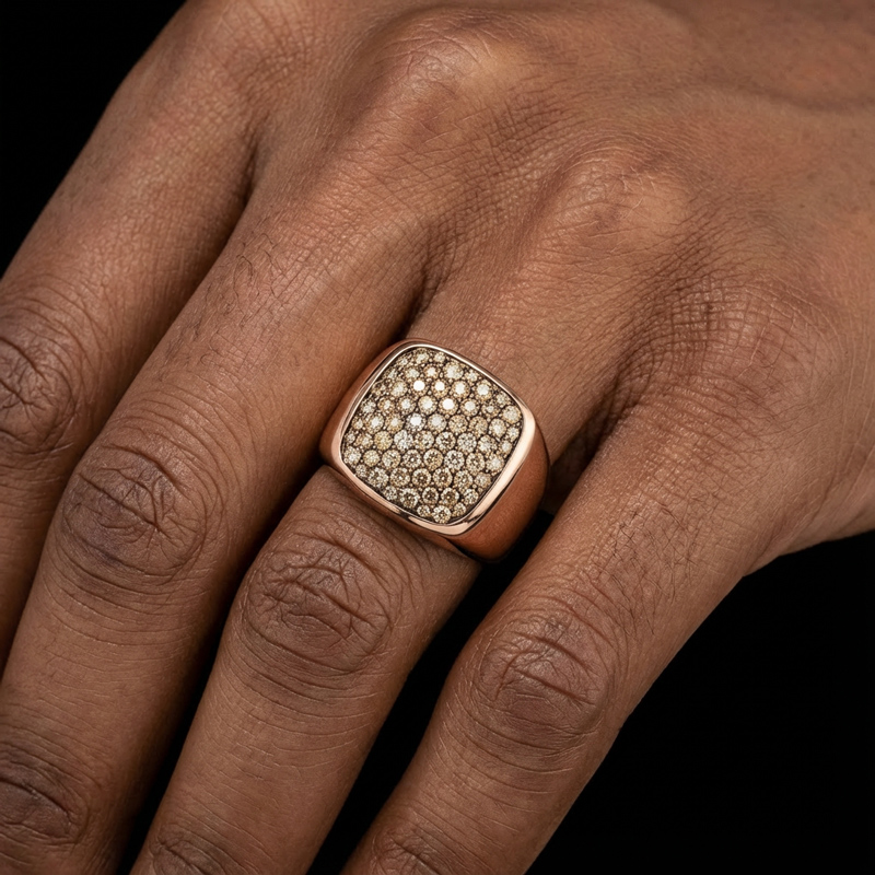Champagne Diamond Men's Square Ring Iced Out Shine With Street Luxury - Image 3