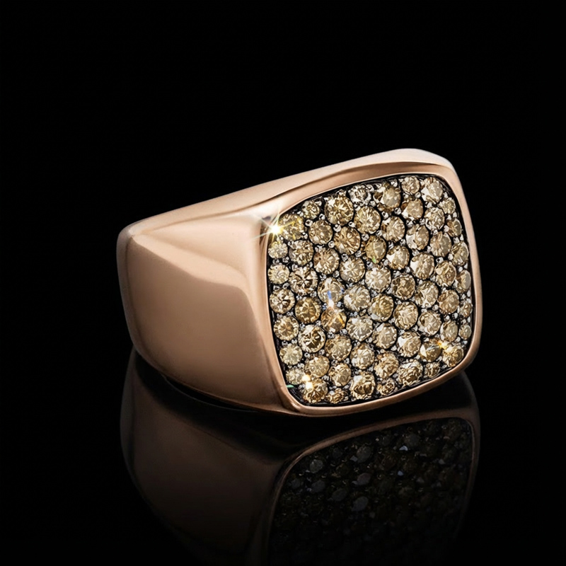 Champagne Diamond Men's Square Ring Iced Out Shine With Street Luxury - Image 4
