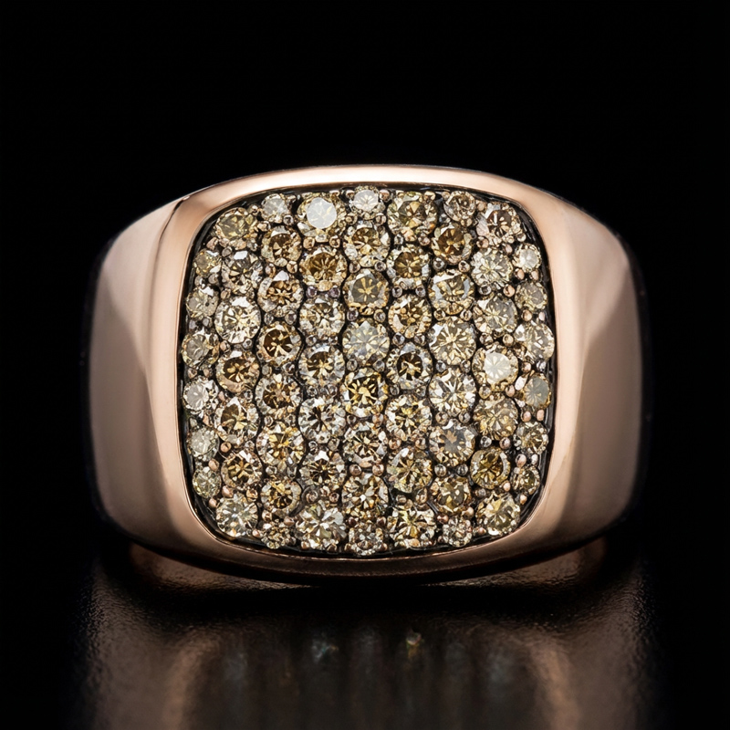 Champagne Diamond Men's Square Ring Iced Out Shine With Street Luxury