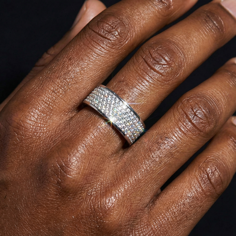 Iced Out Concave Band Ring Gold With Street Luxury Shine - Image 5
