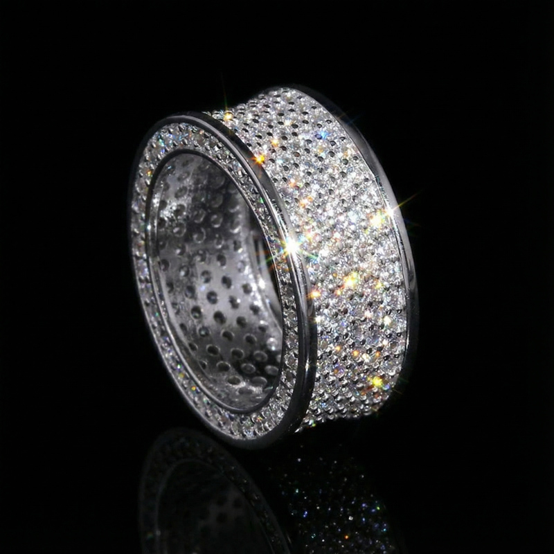 Iced Out Concave Band Ring Gold With Street Luxury Shine - Image 6