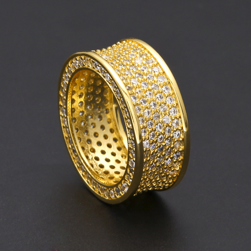 Iced Out Concave Band Ring Gold With Street Luxury Shine - Image 7