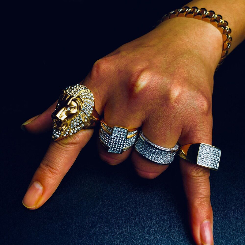 Iced Out Concave Band Ring Gold With Street Luxury Shine - Image 9