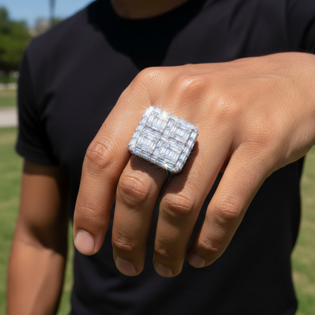 Moissanite Full Ice Out Baguette Cut Ring Iced Out Shine With Street Luxury - Image 6