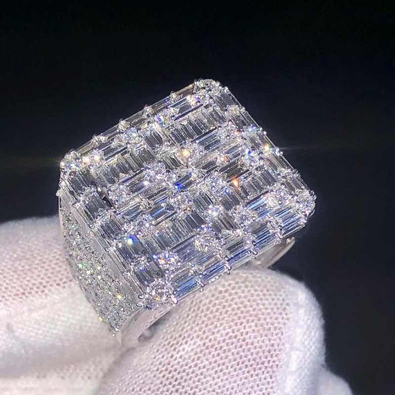 Moissanite Full Ice Out Baguette Cut Ring Iced Out Shine With Street Luxury