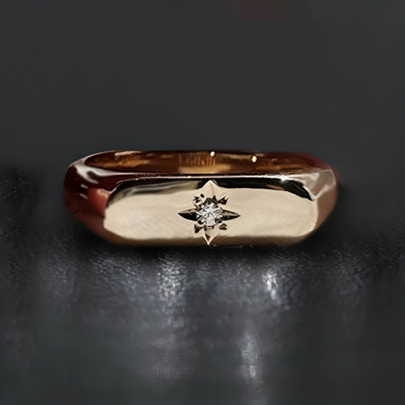 0.1 Ctw White Diamond Men's Star Signet Ring With Iced Out Shine - Image 3