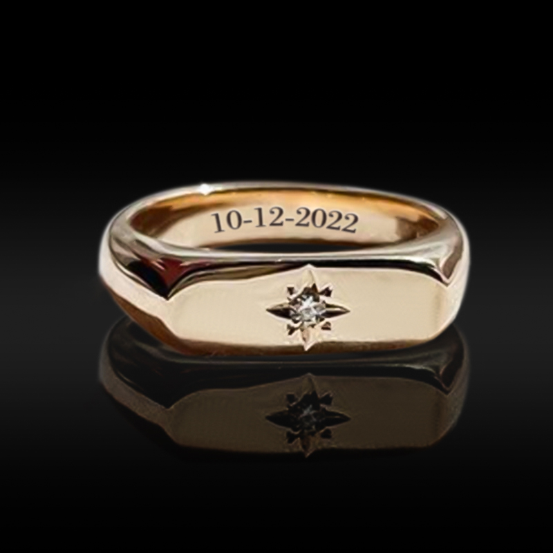 0.1 Ctw White Diamond Men's Star Signet Ring With Iced Out Shine