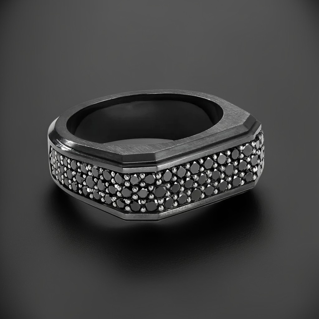 3.3 Ctw Black Diamond Men's Square Band Ring Moissanite